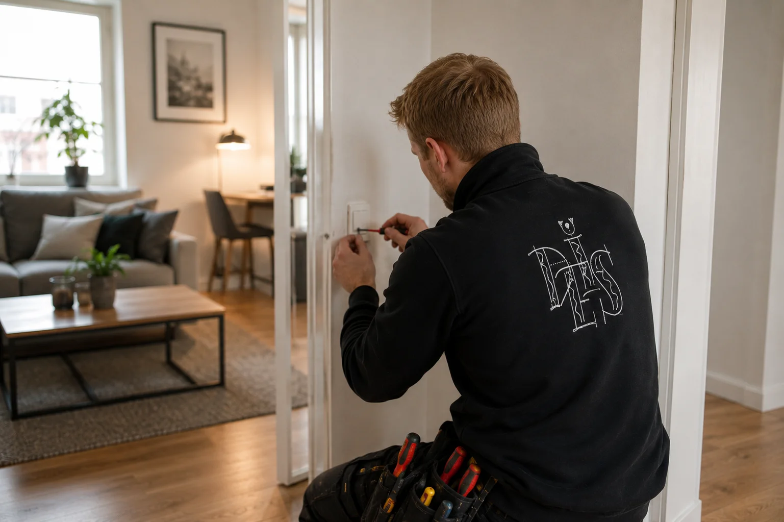 Pågående elinstallation i lägenhet på Södermalm
