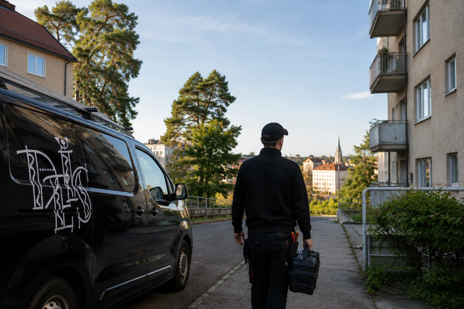 elektriker ute på arbete i enskede