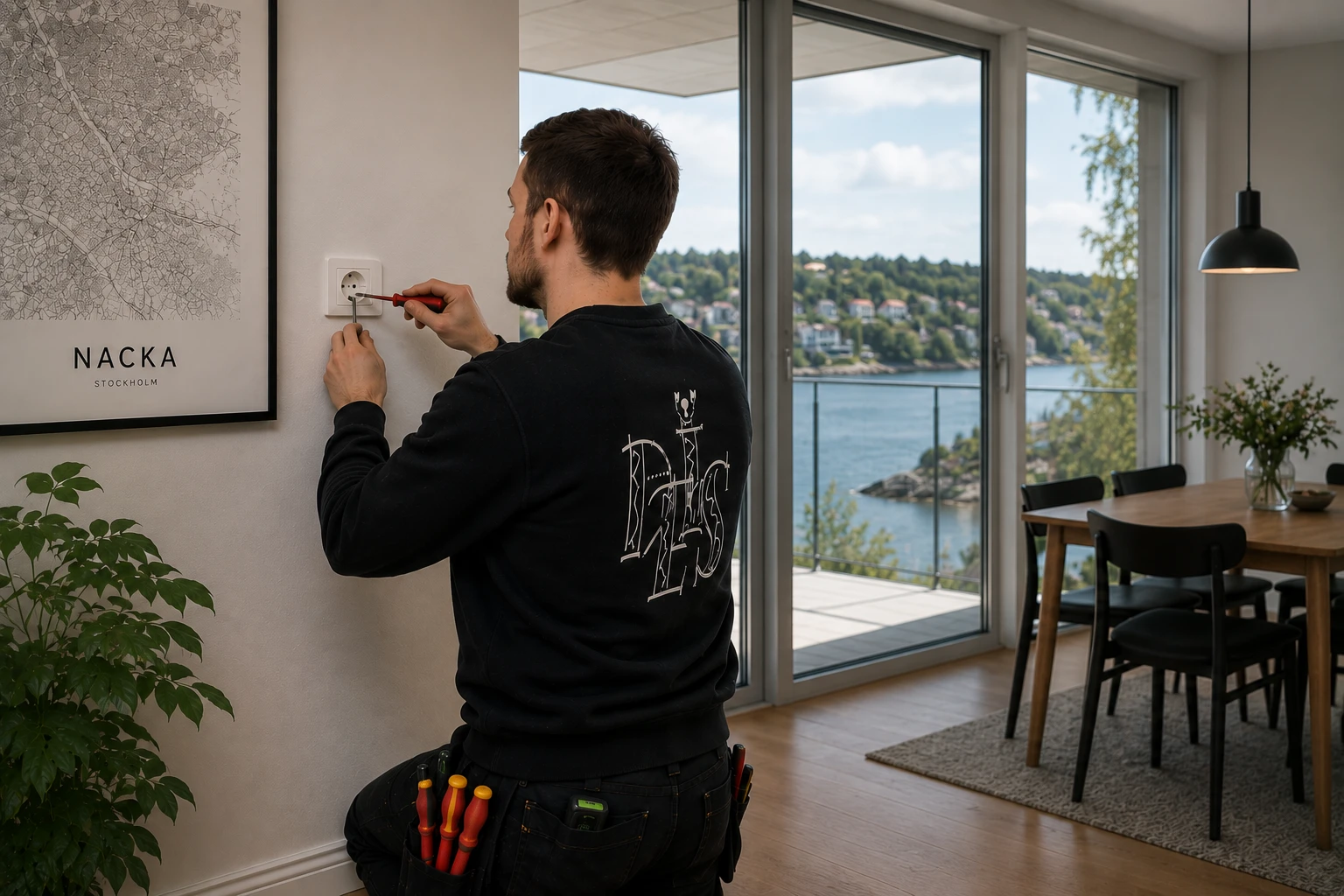 elinstallation i lägenhet med utsikt över Järlasjön i Nacka