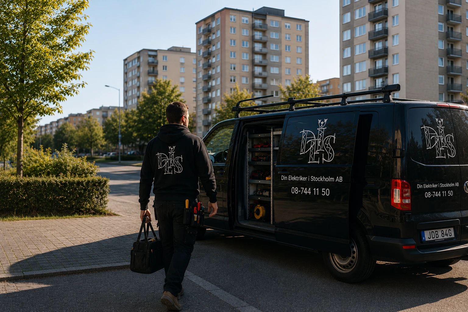 Din Elektriker i Stockholm medarbetare ute på jobb i Stora Mossen
