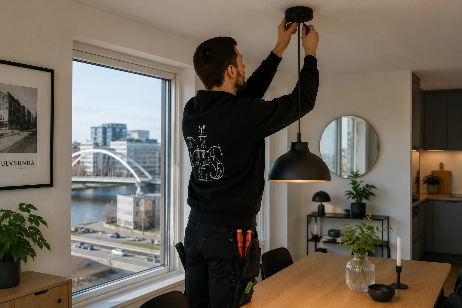 Installation av belysning hos kund i Ulvsunda